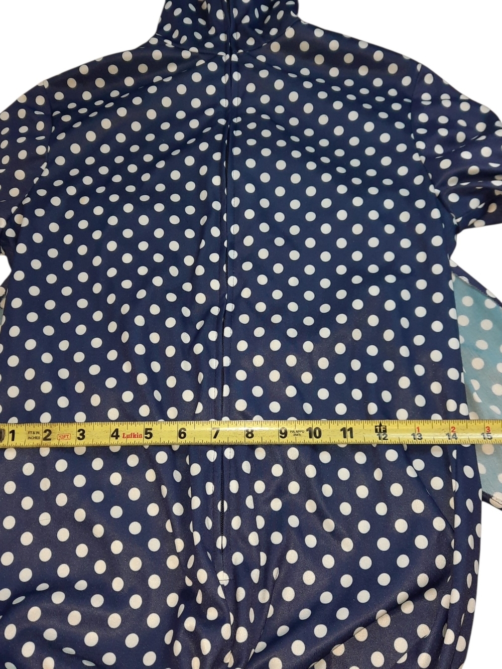 Vintage Women's Navy Polka Dot Long Sleeve Jumpsuit with Tie Waist - Picture 13 of 15